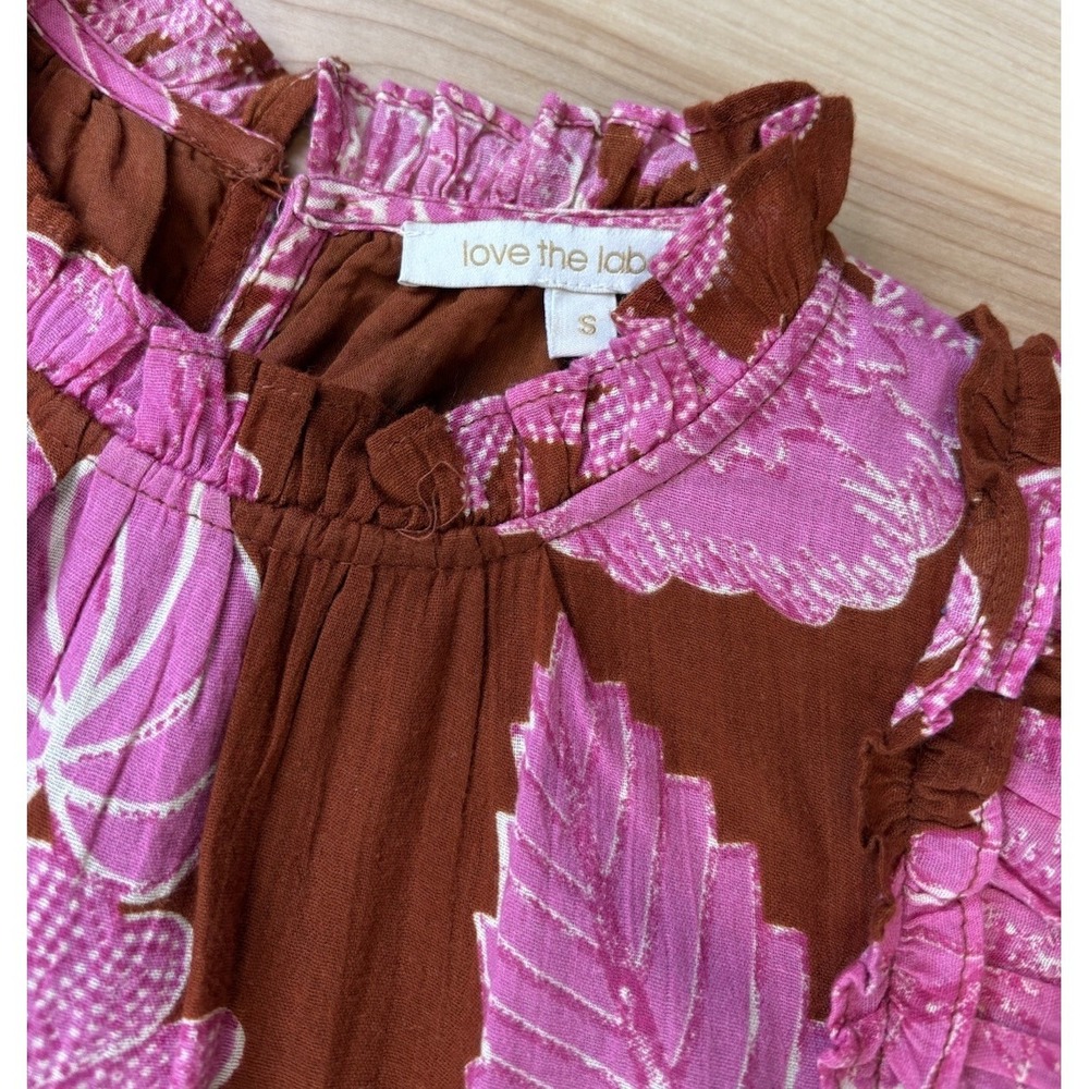 Love The Label Dress Tiered Ruffled Cotton Maxi Floral Print Size S Boho Flowy - Picture 7 of 13